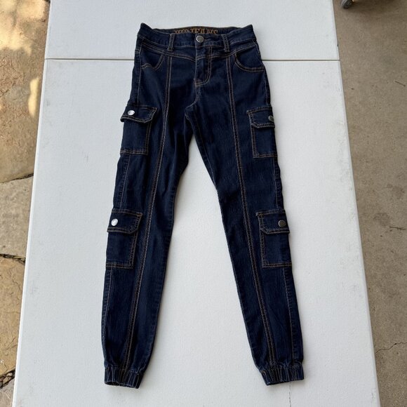 Dark Wash Cargo Joggers Size 00 - Picture 1 of 5